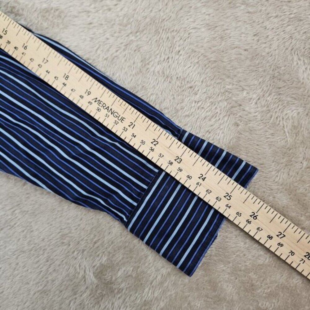 Bugatchi Uomo Dress Shirt Classic Fit Blue White Striped Long Sleeve Men's Sz M - Picture 5 of 10